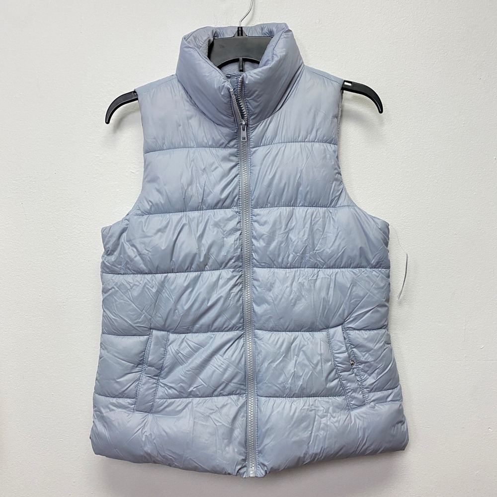 Old Navy Womens‎ Puffer Vest Size XS Gray Fleece Lined Full Zip Outdoor Fall